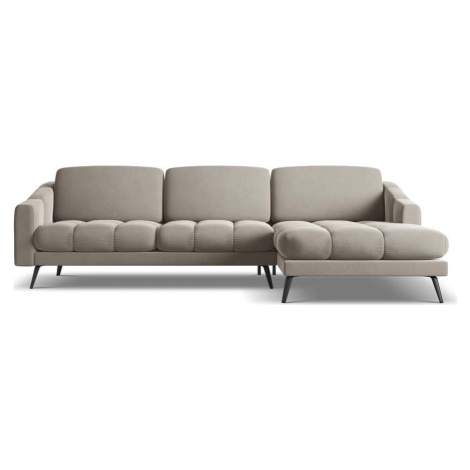 Béžová sametová rohová pohovka (pravý roh) Nalu – Makamii