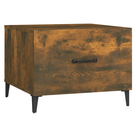 vidaXL Konferenční stolek s kovovými nohami kouřový dub 50x50x40 cm