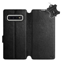 Flip pouzdro na mobil Samsung Galaxy S10 Plus - Černé - kožené - Black Leather