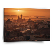 Sablio Obraz Barcelona Night Skyline - 150x110 cm