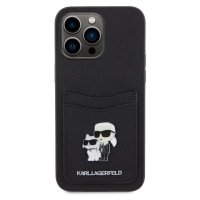 Karl Lagerfeld PU Saffiano Card Slot Metal Karl and Choupette Zadní Kryt pro iPhone 15 Pro Max B