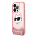 Karl Lagerfeld KLHCP14LLNCHCP hard silikonové pouzdro iPhone 14 PRO 6.1" pink Glitter Choupette 