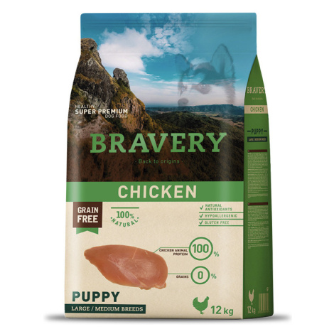 Bravery dog PUPPY large/medium CHICKEN - 2 x 12kg