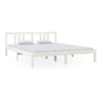 Rám postele bílý masivní dřevo 160 × 200 cm, 814895