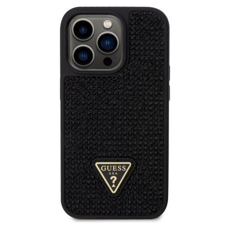 Guess Rhinestones Triangle Metal Logo kryt pro iPhone 14 Pro černý