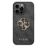 Guess PU 4G Metal Logo Zadní Kryt pro iPhone 14 Pro Grey