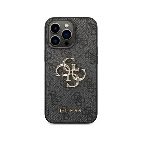 Guess PU 4G Metal Logo Zadní Kryt pro iPhone 14 Pro Grey