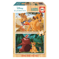 EDUCA Dřevěné puzzle Lví král 2x25 dílků 160022