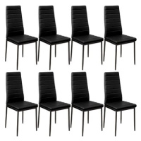 8× Jídelní židle, syntetická kůže, černá