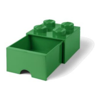 LEGO úložný box 4 s šuplíkem - tmavě zelená