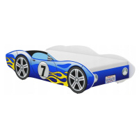 Výjimečná modrá postel ve tvaru závodního auta