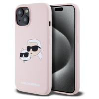 Karl Lagerfeld Liquid Silicone Double Heads Magsafe zadní kryt iPhone 15 růžový