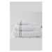 Soft Cotton Ručník CHAINE 50x100 cm Bílá / růžová výšivka