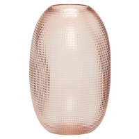Růžová skleněná váza Hübsch Glam, výška 20 cm