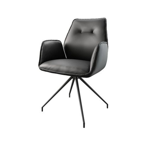 DELIFE Otočná židle Zoa-Flex černá pravá kůže křížová podnož zaoblená otočná černá
