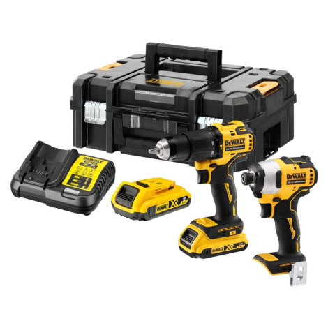DeWALT Nářadí - 18V AKU sada příklepové vrtačky a rázového utahováku, 2x aku 2,0 Ah Li-Ion, nabí