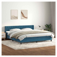 vidaXL Postel Box Spring s matrací Dark Blue 200x220 cm samet