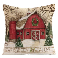 Vánoční povlak na polštář EVERGREEN FARM 45x45 cm, barevný