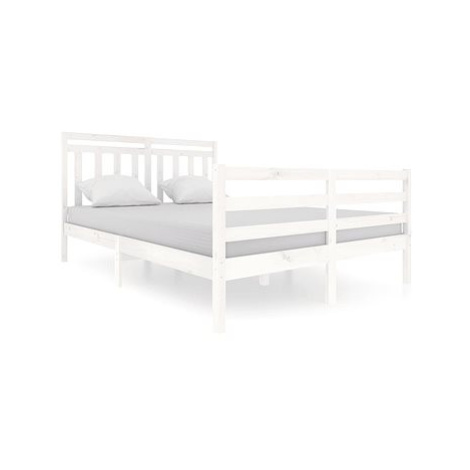 Rám postele bílý masivní dřevo 140 × 200 cm, 3100655 SHUMEE