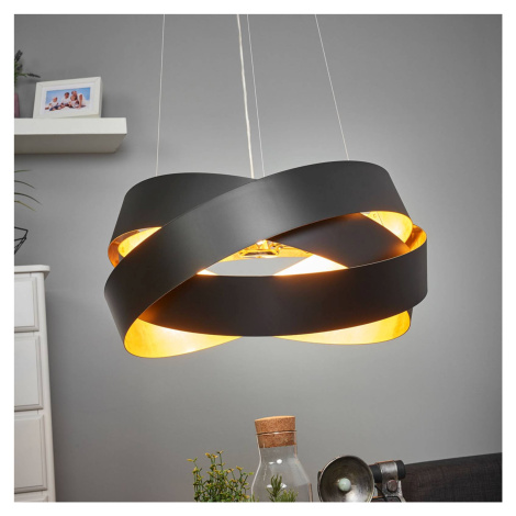 Marchetti Závěsná lampa Pura v černo-zlaté barvě, 60 cm, 8x G9