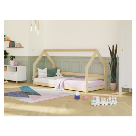 Benlemi Nízká postel domeček SAFE 8v1 ze dřeva se zábranou Zvolte barvu: Cihlová, Zvolte rozměr: