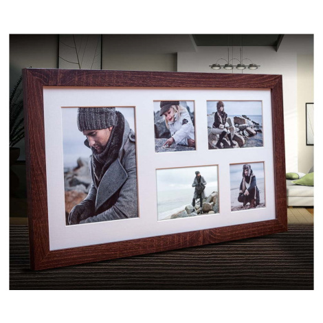 Tmavě hnědý rámeček na 5 fotografií Styler Narvik, 51 x 27 cm