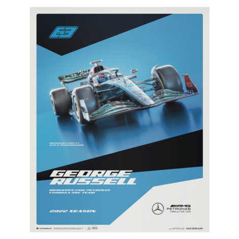 Umělecký tisk Mercedes-AMG Petronas F1 Team - George Russell - 2022, (40 x 50 cm) Automobilist