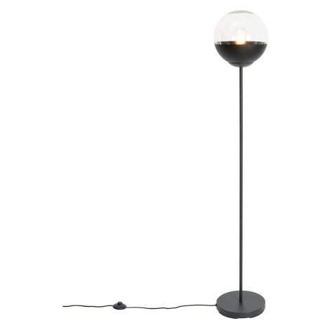 Retro stojací lampa černá s čirým sklem - Eclipse QAZQA