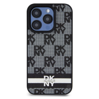 Zadní kryt DKNY PU Leather Checkered Pattern and Stripe pro Apple iPhone 15 Pro, černá