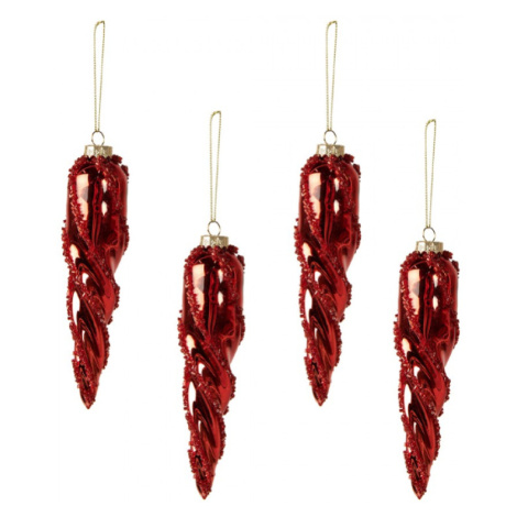 4ks červená vánoční skleněná baňka rampouch XL – 4x17 cm Clayre & Eef