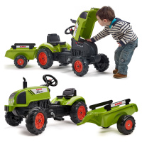 Šlapací traktor s přívěsem a otevírací kapotou Claas Falk od 2 let