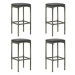 Barové stoličky s poduškami 4 ks šedé polyratan