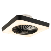Chytrý stropní ventilátor čtvercový černý včetně LED stmívatelné - Climo