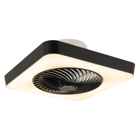 Chytrý stropní ventilátor čtvercový černý vč. LED stmívatelné - Climo QAZQA