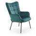 Designové relaxační křeslo CASTEL— kov, látka, více barev Zelená