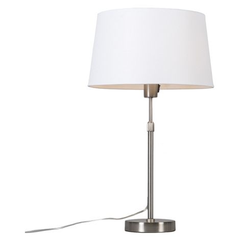 Stolní lampa ocelová s odstínem bílá 35 cm nastavitelná - Parte QAZQA