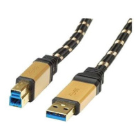 ROLINE Gold USB 3.0 SuperSpeed USB 3.0 A(M) -> USB 3.0 B(M), 3m - černo/zlatý