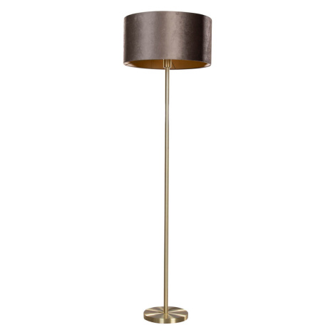 Vloerlamp messing met velours kap bruin 40cm - Simplo QAZQA