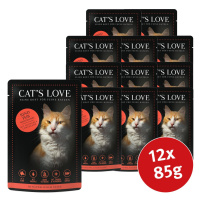 Cat's Love s čistým hovězím masem se saflorovým olejem a pampeliškou 12 × 85 g