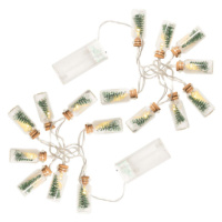 Sada Vánoční dekorace 8 LED, skleničky se stromky 2 řetězy
