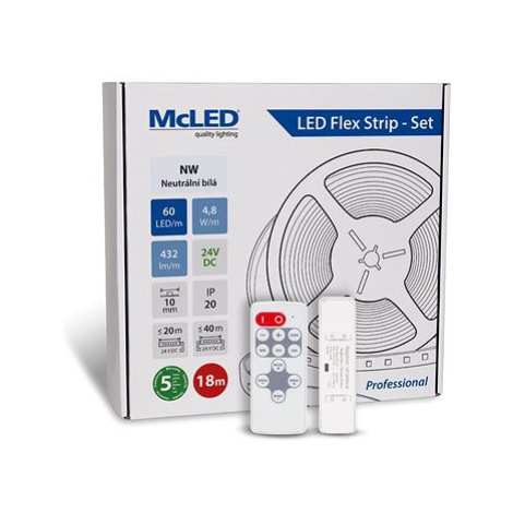 McLED Set LED pásek 18 m s ovladačem, NW, 4,8 W/m