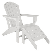 tectake 404609 zahradní židle s podnožkou - bílá/bílá - bílá/bílá