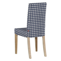 Dekoria Potah na židli IKEA  Harry, krátký, tmavě modrá - bílá střední kostka, židle Harry, Quad