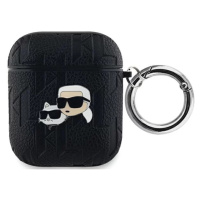 Pouzdro Karl Lagerfeld KLA2PGKCPK AirPods 1/2 cover black Monogram Karl & Choupette Head (KLA2PG