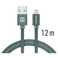 Datový kabel Swissten Textile USB Lightning 1,2 M, grey