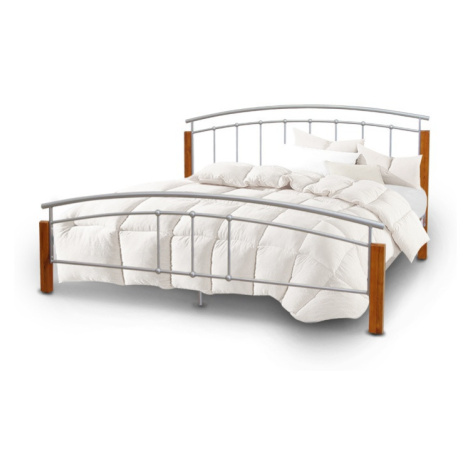 Manželská postel, dřevo olše / stříbrný kov, 140x200, mirela