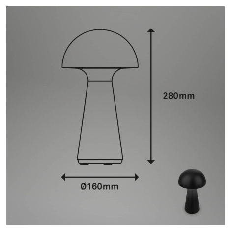 Briloner Nabíjecí stolní lampa LED Fungo, dobíjecí, černá