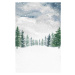 Ilustrace Watercolor Winter Snow Pine Trees Background, Electric_Crayon, 26.7 × 40 cm