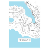Mapa Dubrovnik white, (26.7 x 40 cm)