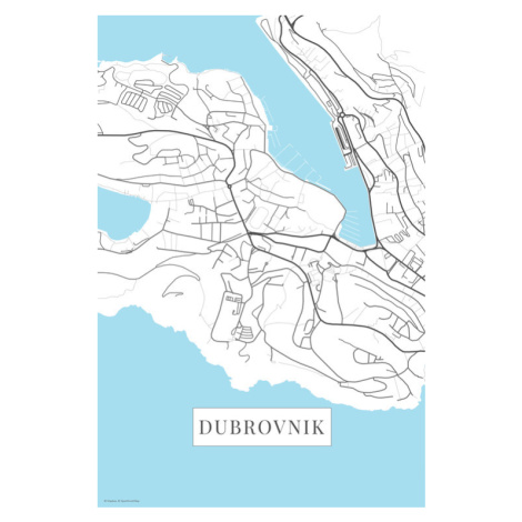 Mapa Dubrovnik white, 26.7 × 40 cm